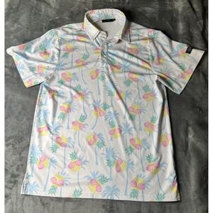 Sunday Swagger Polo Shirt Youth XL Multicolor Pineapple Tropical Golf Stretch